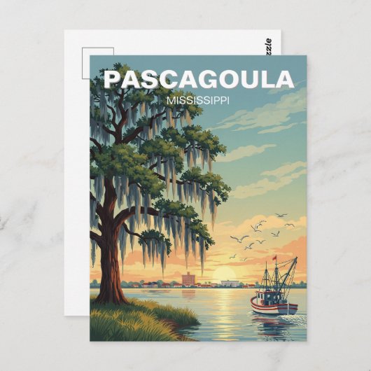 パスカゴウラミシシッピの灯台 ポストカード (正面/裏面)