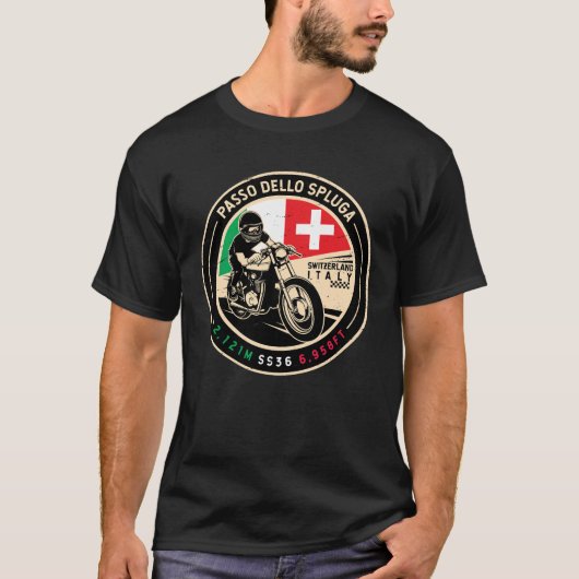 パスソデッロスプルーガイタリアスイスバイクバイク Tシャツ (正面)