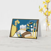 パスソーバーのグリーティングカード「パスソーバーのシーダーディナー」 カード (黄色い花)