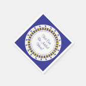 パスソーバーカクテルナプキンズブルー/イエロースターパターン スタンダードカクテルナプキン (角)