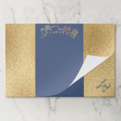 パスソーバーティアウェイランチョンマットパッド/ブルー金ゴールドエルサレム ペーパーパッド (折り畳み)