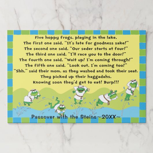 パスソーバーティアウェイランチョンマットパッド/「5ぴょう型カエル」 ペーパーパッド (正面)