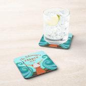 パスソーバーブルーティール（緑がかった色）カスタムブラウン名年 コースター (右側)