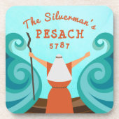 パスソーバーブルーティール（緑がかった色）カスタムブラウン名年 コースター (正面)