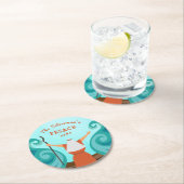 パスソーバーブルーティール（緑がかった色）カスタムブラウン名年 ラウンドペーパーコースター (インサイチュ)