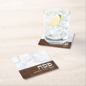 パスソーバーペサパーソナライズされたッハ大理石+木モダン材 スクエアペーパーコースター (インサイチュ)