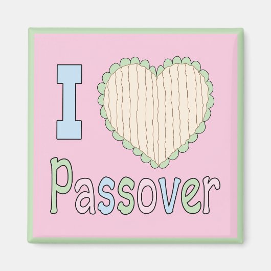 パスソーバーマグネット2"スクエア"I Love Passover" マグネット (正面)