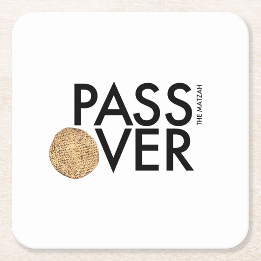 パスソーバー – PASS the matzah OVER - Seder Pesach スクエアペーパーコースター (正面)