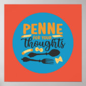 パスタおもしろいフードプンヴィンテージカラータイポグラフィアート ポスター (正面)