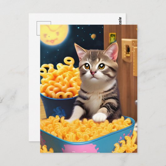 パスタおもしろいー入り猫 ポストカード (正面/裏面)