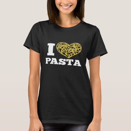パスタかわいいスパゲッティ食イタリアン品ハート Tシャツ (正面)