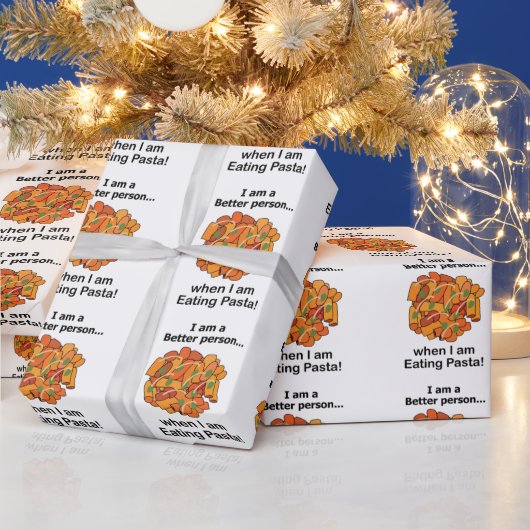 パスタで私はより輝く 面白いパスタ愛好家 ラッピングペーパー (クリスマス)
