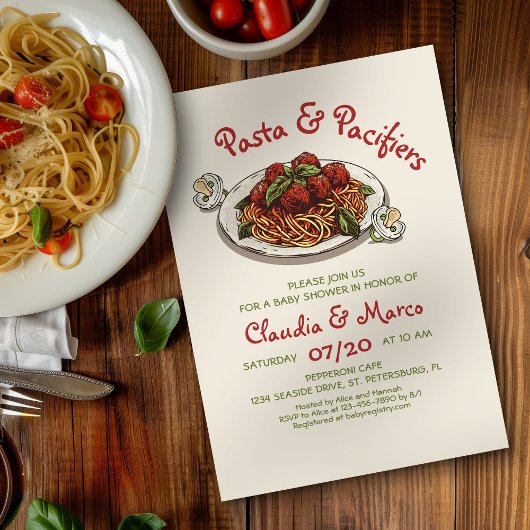パスタとおしゃぶり イタリアン ベビーシャワー 招待状