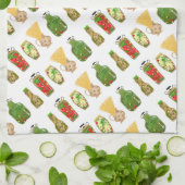 パスタとコショウの瓶 キッチンタオル (折り畳み)