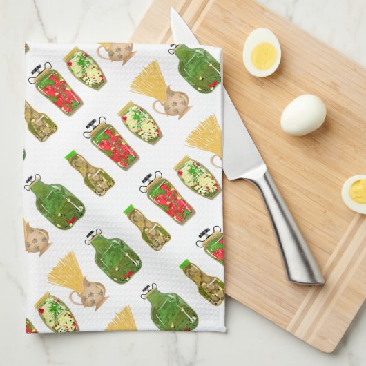 パスタとコショウの瓶 キッチンタオル (四つ折り)