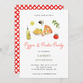 パスタとピザのパーティー招待状 招待状 (正面/裏面)