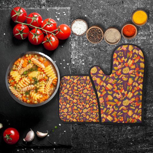 パスタと野菜パープル 鍋つかみ&鍋敷きセット