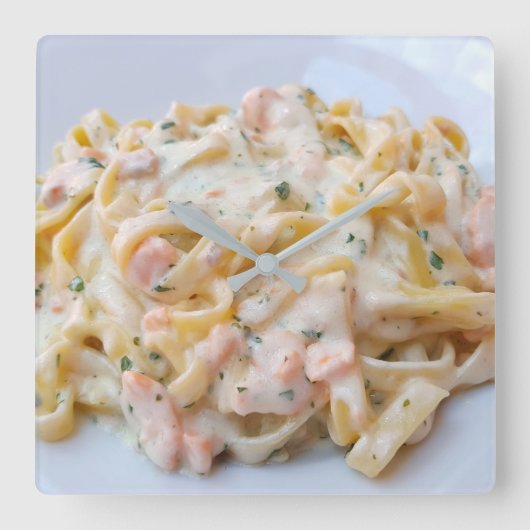 パスタのカスタムな食糧写真 スクエア壁時計 (正面)