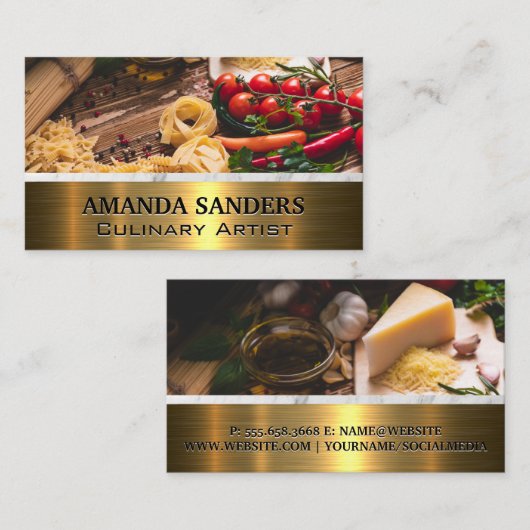 パスタのハーブとスパイス | 料理 名刺 (正面/裏面)