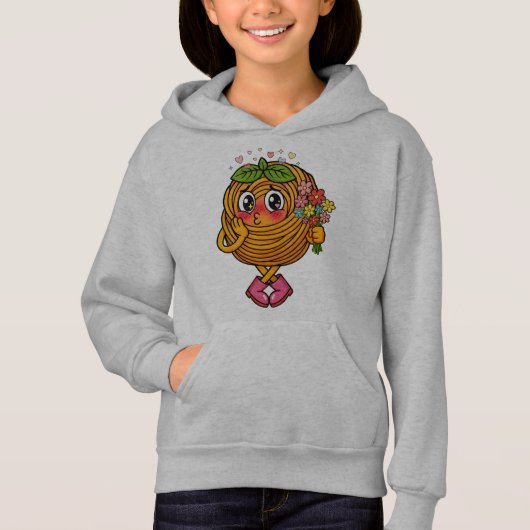 パスタのポロキャラクターが花束を持ったTシャツ (正面)