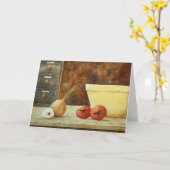 パスタのレシピの静物画の挨拶状 カード (黄色い花)