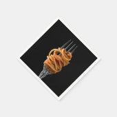 パスタをフォークで回転,フードスパゲッティ スタンダードカクテルナプキン (角)