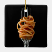 パスタをフォークで回転,フードスパゲッティ セラミックオーナメント (裏面)