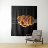 パスタをフォークで回転，フードスパゲッティ タペストリー (インサイチュ)