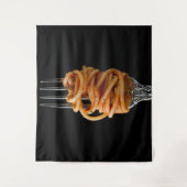 パスタをフォークで回転，フードスパゲッティ タペストリー (正面)
