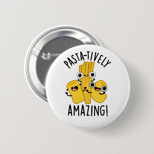 パスタを使って素晴らおもしろいしいパスタプリン 缶バッジ (正面&裏面)