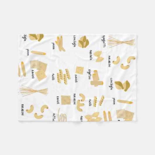 パスタイタリアンの形状と名前のパターン フリースブランケット (正面(横))