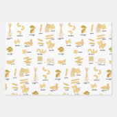 パスタイタリアンの形状と名前のパターン ラッピングペーパーシート (正面)