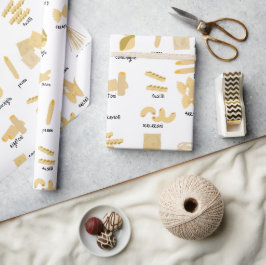 パスタイタリアンの形状と名前のパターン ラッピングペーパー