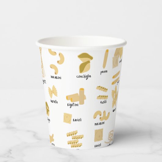 パスタイタリアンの形状と名前のパターン 紙コップ (裏面)