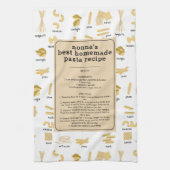 パスタイタリアンシェイプ&ネームレシピノンナキープサケ キッチンタオル (縦)