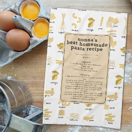 パスタイタリアンシェイプ&ネームレシピノンナキープサケ キッチンタオル