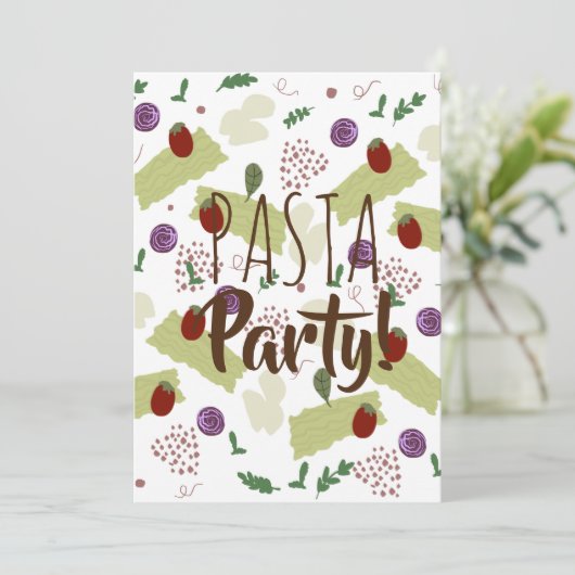 パスタイタリアンディナー用品ミートボール 招待状 (スタンド正面)