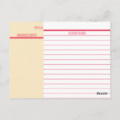 パスタイタリアンーソース料理人レシピ ポストカード (裏面)