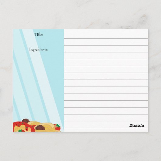 パスタイタリアン料理キーパーレシピカード ポストカード (裏面)