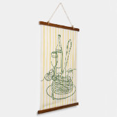 パスタイタリアン&ワインキッチンプリント 吊り下げ型タペストリー (傾斜あり)
