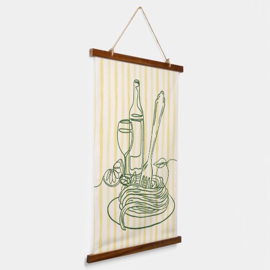 パスタイタリアン&ワインキッチンプリント 吊り下げ型タペストリー (傾斜あり)