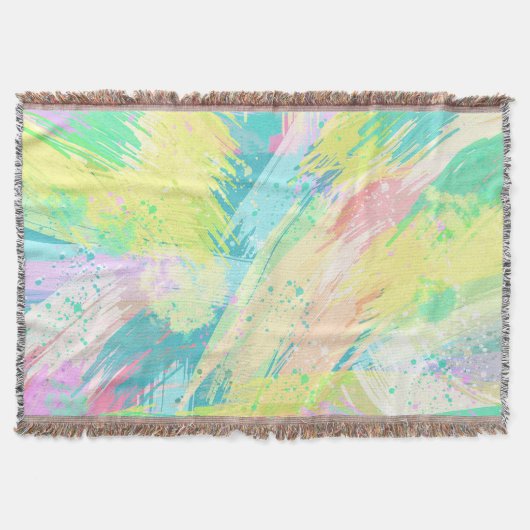 パスタイリッシュステル淡い色のカラーズ抽象芸術アート スローブランケット (正面)