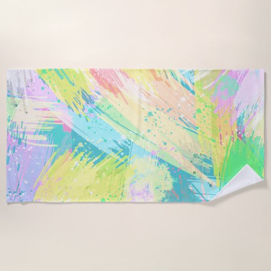 パスタイリッシュステル淡い色のカラーズ抽象芸術アート ビーチタオル (正面)