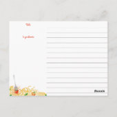 パスタソースイタリアン料理クックブックレシピカード ポストカード (裏面)