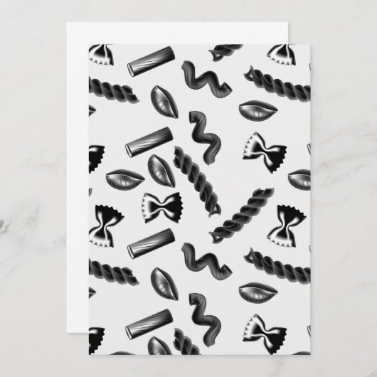 パスタダイバーシティグレイ食べ物イタリア恋人グルメ サンキューカード (正面/裏面)