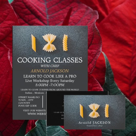 パスタディスプレー,シェフ,料理 名刺