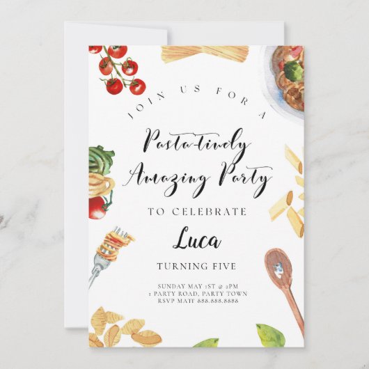 パスタディナイタリアンー誕生日招待状 招待状 (正面)