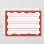パスタパターンレッドハンドドロー波状レシピカード ノートカード (裏面)