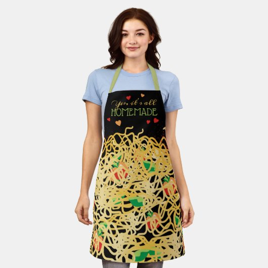 パスタフードイタリアンキッパーソナライズされたチン エプロン (着用した状態)