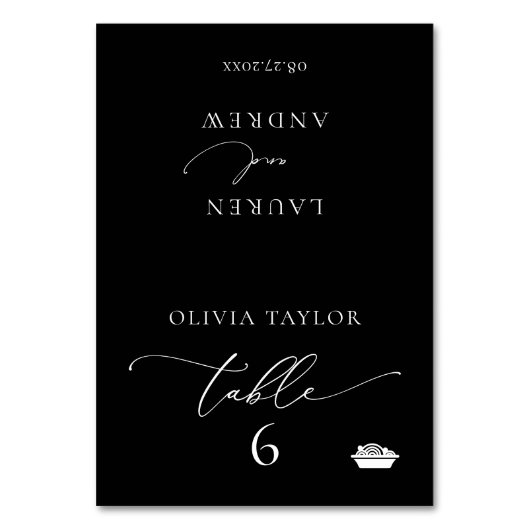 パスタブラックミニマル結婚リストズテーブル座席表 テーブルナンバー (正面)
